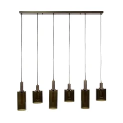 Pendelleuchte Ayu – Zylindrische Glasschirme in Braun (6-flammig)