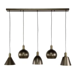 Pendelleuchte Bravino – Fünf Metallschirme in Braun oder Beige (5-flammig)