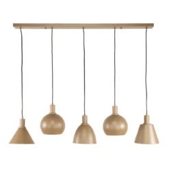 Pendelleuchte Bravino – Fünf Metallschirme in Braun oder Beige (5-flammig)