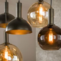 Pendelleuchte Caldera – Organisches Cluster-Design in Sienna-Braun (7-flammig)