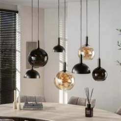 Pendelleuchte Caldera – Organisches Cluster-Design in Sienna-Braun (7-flammig)