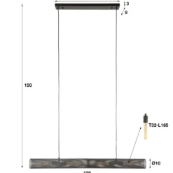 Pendelleuchte „Celvin“ – Mit 4 Leuchten in horizontalem Tube-Mesh-Design in Schwarz