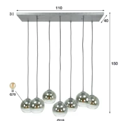 Pendelleuchte „Clarus“ – Rauchglas mit Farbverlauf und Metallarmatur