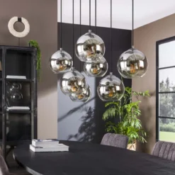 Pendelleuchte „Clarus“ – Rauchglas mit Farbverlauf und Metallarmatur