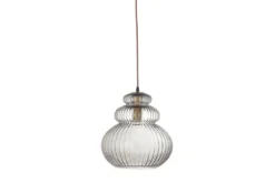 Pendelleuchte Dana – Graues Glas mit goldener Fassung