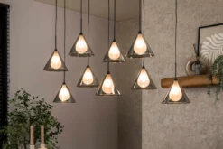Pendelleuchte „Elunara“ – Mit 9 Leuchten in konischem Rauchglas und 150cm höhenverstellbar