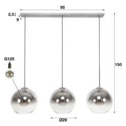 Pendelleuchte „Lumetto“ – Rauchglas mit Farbverlauf und Metallarmatur