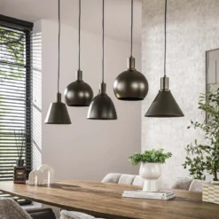 Pendelleuchte "Lumiselle“ – 5 Leuchten aus Metall in unterschiedlichen Formen in Beige oder Bronze