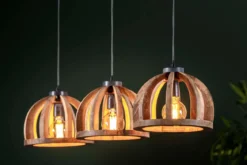 Pendelleuchte Madero – 3 Leuchten aus Mangoholz mit natürlicher Ausstrahlung