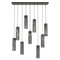 Pendelleuchte „Marcella“ – Mit 9 Leuchten in edlem, schwarzen Tube-Mesh-Design