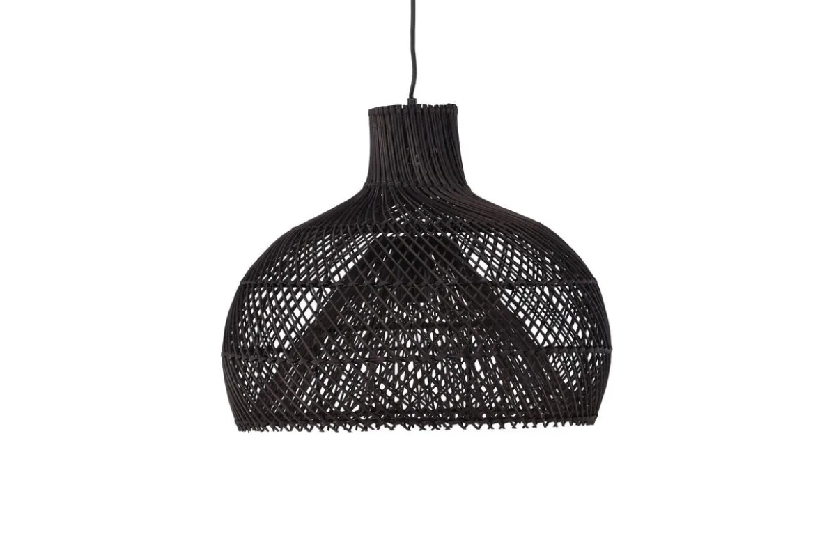 Pendelleuchte „Maun" – Dunkles Rattan mit Flechtmuster