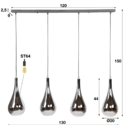 Pendelleuchte Mirano – Chromglas mit Spiegeleffekt (4-flammig)
