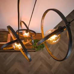 Pendelleuchte Orbitra Trio – Gestuftes Ringdesign in Anthrazit (3-flammig)