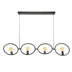 Pendelleuchte „Orlina“ – 4 Leuchten aus arktisch schwarzem Metall im Loop Design