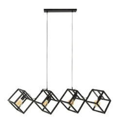 Pendelleuchte „Orlis“ – 4 Leuchten angeordnet im Cube-Design in Anthrazit