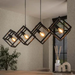 Pendelleuchte „Orlis“ – 4 Leuchten angeordnet im Cube-Design in Anthrazit