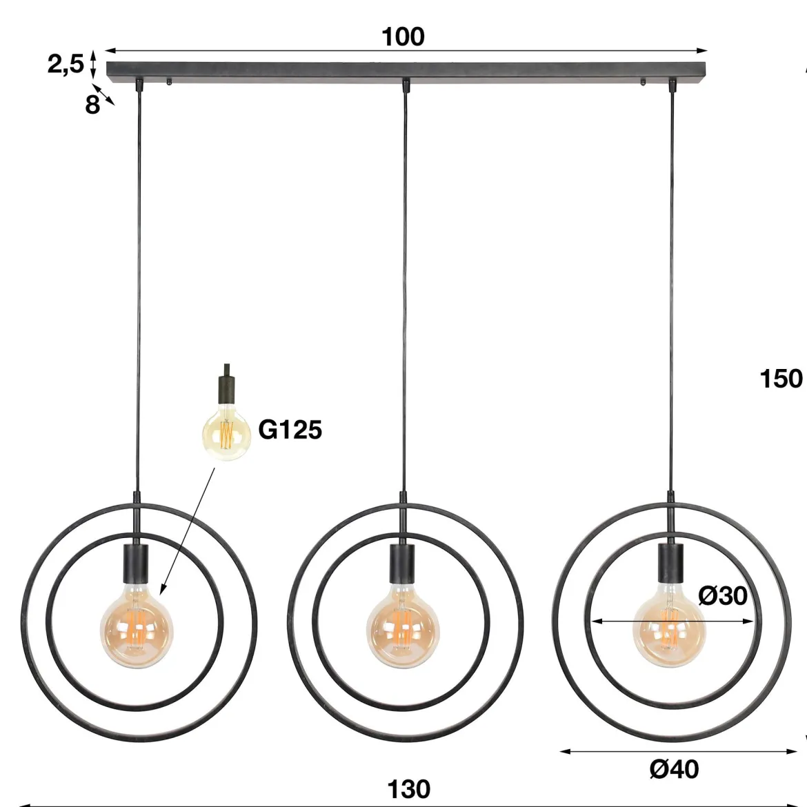Pendelleuchte Rotaro Line – Lineares Ringdesign in Anthrazit oder Beige (3-flammig)