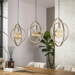Pendelleuchte Rotaro Line – Lineares Ringdesign in Anthrazit oder Beige (3-flammig)
