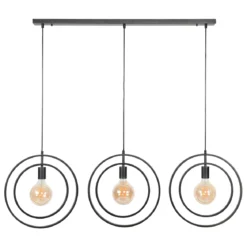 Pendelleuchte Rotaro Line – Lineares Ringdesign in Anthrazit oder Beige (3-flammig)