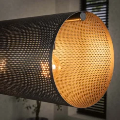 Pendelleuchte „Valeria“ – Mit 7 Leuchten in horizontalem Tube-Mesh-Design in Schwarz