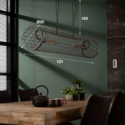 Pendelleuchte „Velanis“ – Zylindrische Lampe im industriellen Draht-Design