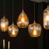 Pendelleuchte „Velutto“ – aus handgefertigtem Diamantglas mit 5 Leuchten
