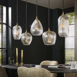 Pendelleuchte „Velutto“ – aus handgefertigtem Diamantglas mit 5 Leuchten