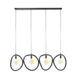 Pendelleuchte „Vionara“ – 4 Leuchten aus arktisch schwarzem Metall in organischer Ringform