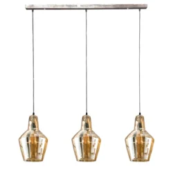 Pendelleuchte Virello – Konische Glasschirme in Alt-Silber (3-flammig)