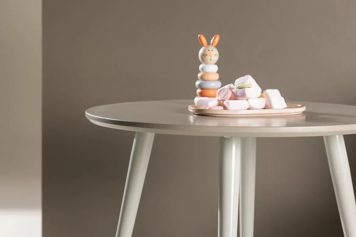 Runder Kindertisch NILO – Skandinavisches Design in Beige