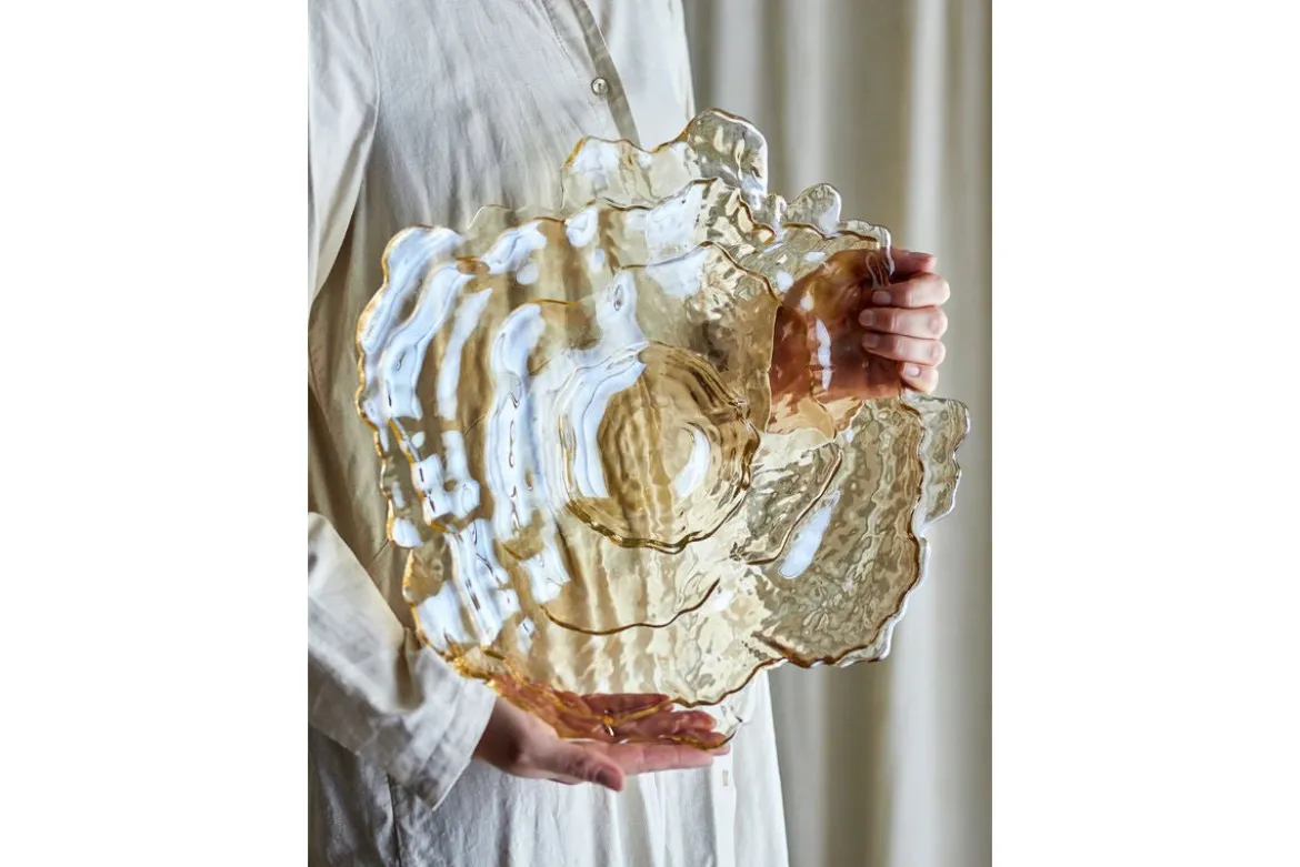 Schale Amiri – aus Glas in Natur mit sanfter Wellenform