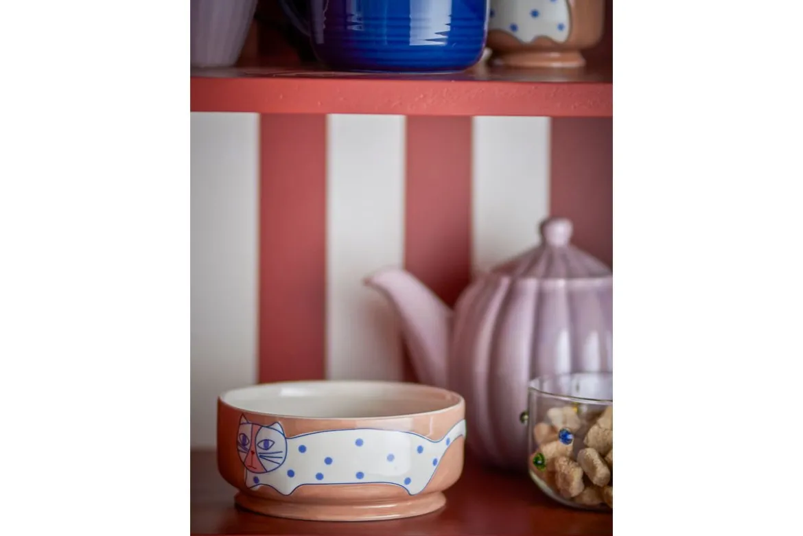Schalen-Set „Aldra“ – Katzenmotiv Steingut (4-teilig)