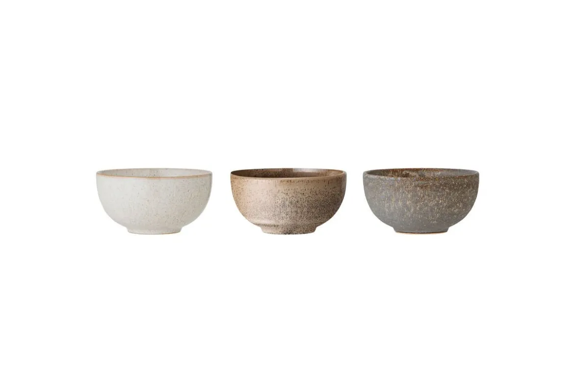 Schalen-Set„Gravyn“– Graues Steingut (3-teilig)