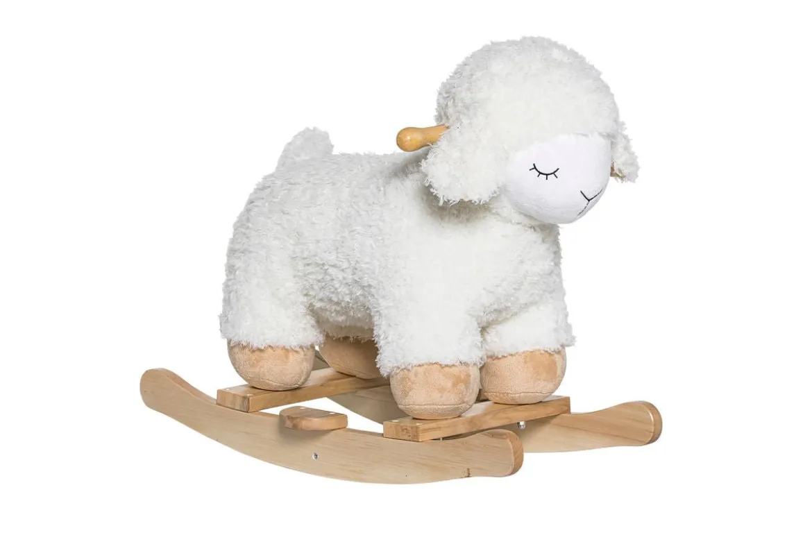 Schaukelspielzeug Salome – flauschiges Schaukeltier aus Holz für Babys & Kinder
