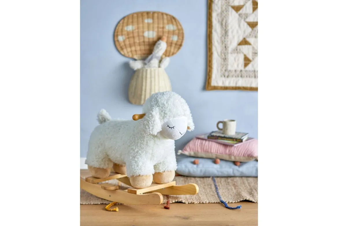 Schaukelspielzeug Salome – flauschiges Schaukeltier aus Holz für Babys & Kinder