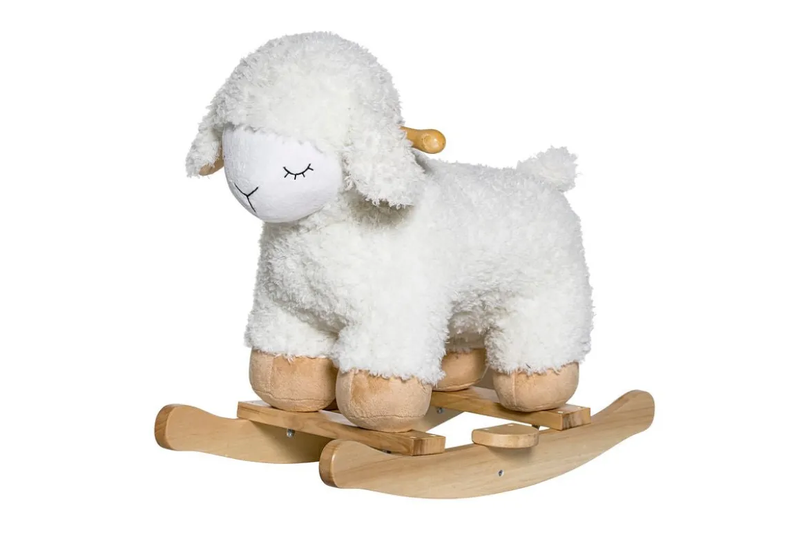 Schaukelspielzeug Salome – flauschiges Schaukeltier aus Holz für Babys & Kinder