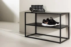 Schuhregal Nevio – Schwarz, Minimal Industrial