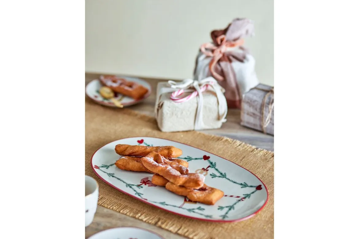 Servierplatte Sasha – Steingut mit weihnachtlichem Dekor