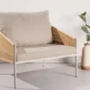 Sessel Jupiter - in Beige mit Leinenstruktur