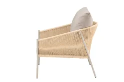 Sessel Jupiter - in Beige mit Leinenstruktur