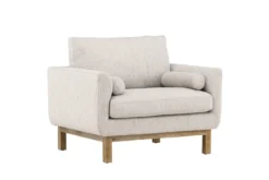 Sessel Living - aus Gummibaumholz mit beigefarbene Polyesterbezug