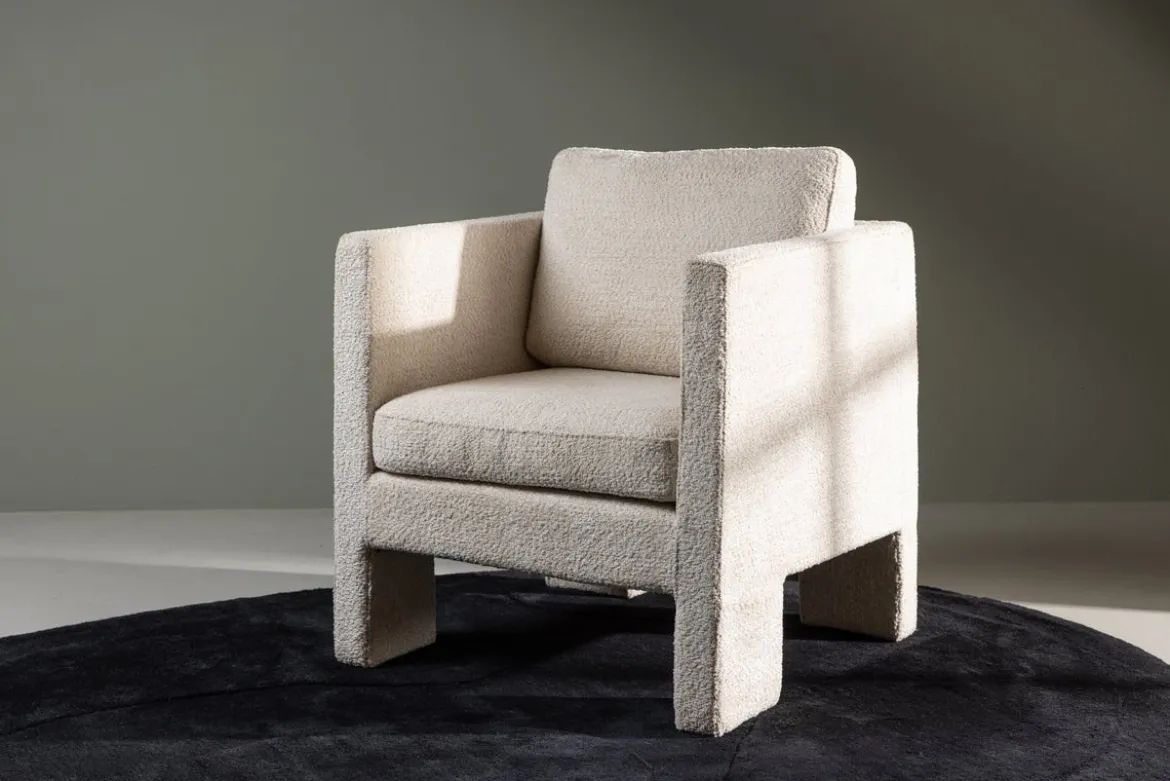 Sessel Rimini - mit weißem Bouclé-Stoff