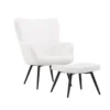 Sessel Verona - weißer Bouclé-Stoff & schwarze Metallbeine