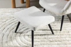 Sessel Verona - weißer Bouclé-Stoff & schwarze Metallbeine
