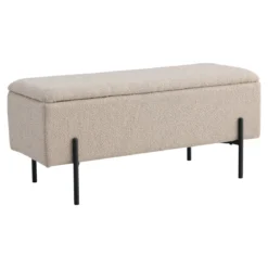 Sitzbank Lora Bouclé Beige mit Stauraum