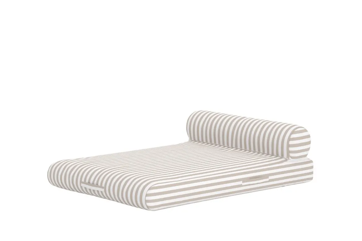Sonnenliege Taro - geschwungene Form mit integriertem Kissen in Beige/Weiß für 2 Personen
