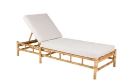Sonnenliege Verano - aus Rattan mit grauen Kissen
