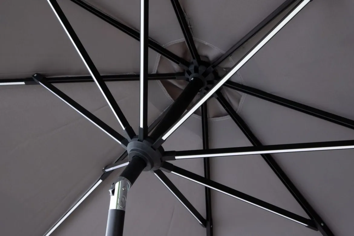 Sonnenschirm Lightning – Ø270 cm in wahlweise Schwarz oder Grau