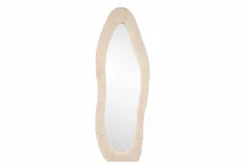 Spiegel Rachel - in Beige mit Kunstfellrahmen