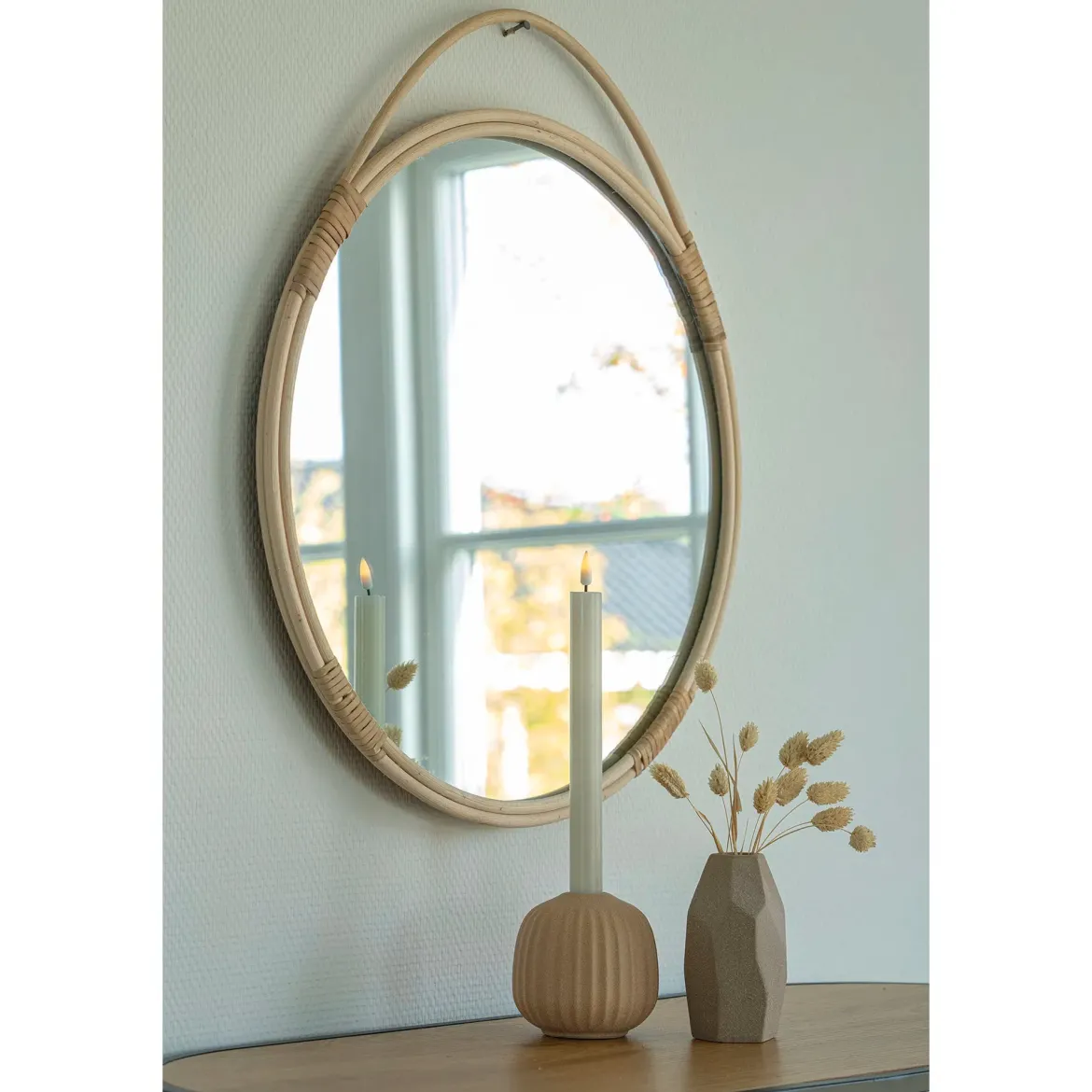 Spiegel Rivano – Rattan-Design in Natur (Ø50 cm)
